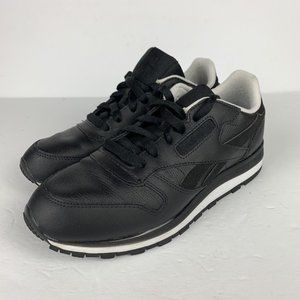 Reebok Classics Leather Size 5 Men's 6.5 Womens Black White Sneakers Big Kid 519
